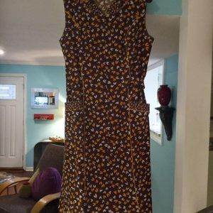 Vintage Brown Linen Sleeveless Dress